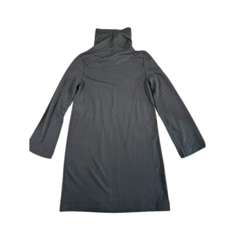 Garnet Hill Black Turtleneck Shift Dress XS Cotton Tencel Long Sleeve
